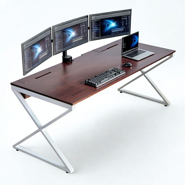 Bàn làm việc có hộp điện 200x80cm gỗ cao su ZD018