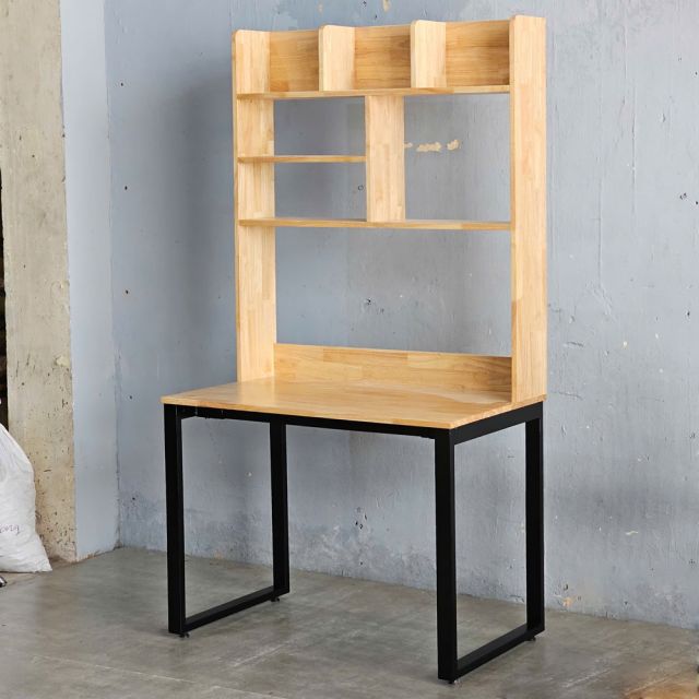 Bàn liền kệ 100x60x190cm gỗ cao su FD68075