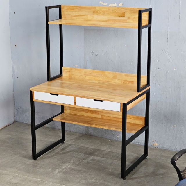 Bàn liền kệ có ngăn kéo 100x60x150cm gỗ cao su FD68074