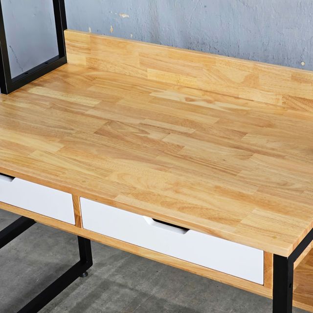 Bàn liền kệ có ngăn kéo 100x60x150cm gỗ cao su FD68074