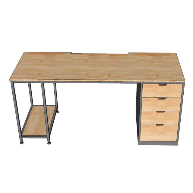 Bàn máy tính 160x60cm gỗ cao su COD68061