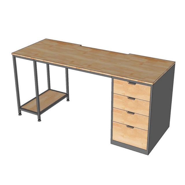 Bàn máy tính 160x60cm gỗ cao su COD68061