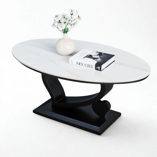 Bàn sofa elip 100x60cm mặt đá ceramic TT68321