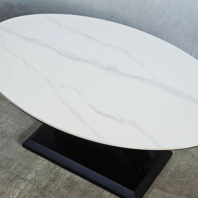 Bàn sofa elip 100x60cm mặt đá ceramic TT68321