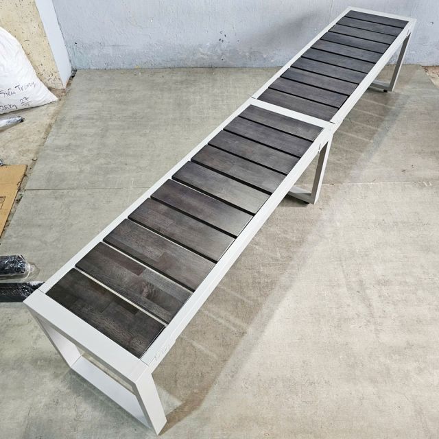 Ghế băng dài 240x40x45cm gỗ cao su chân sắt lắp ráp GBD040