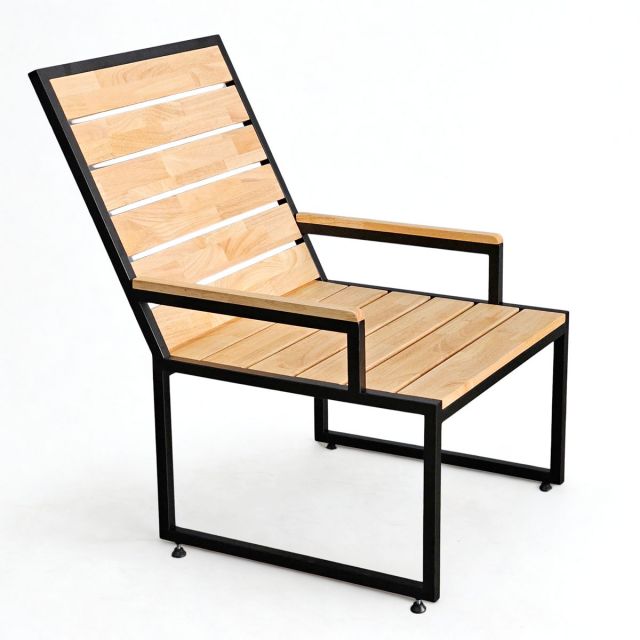 Ghế thư giãn gỗ cao su khung chân sắt GCF307