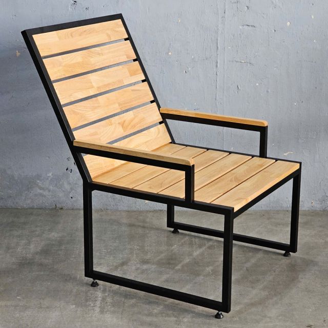 Ghế thư giãn gỗ cao su khung chân sắt GCF307