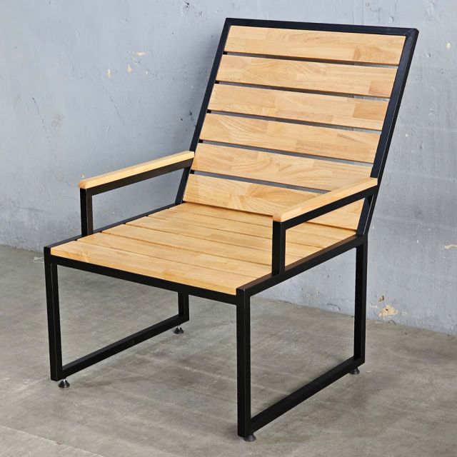Ghế thư giãn gỗ cao su khung chân sắt GCF307
