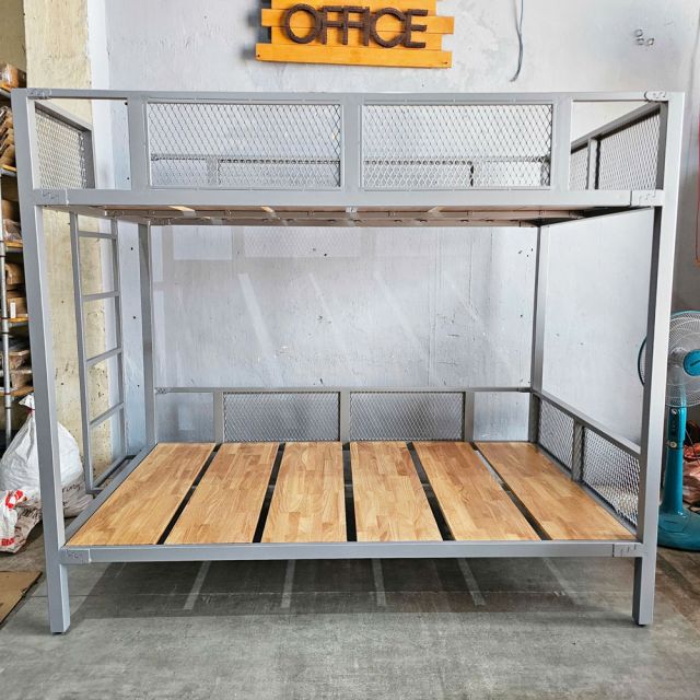 Giường tầng lắp ráp 125x210x180cm gỗ cao su GT015
