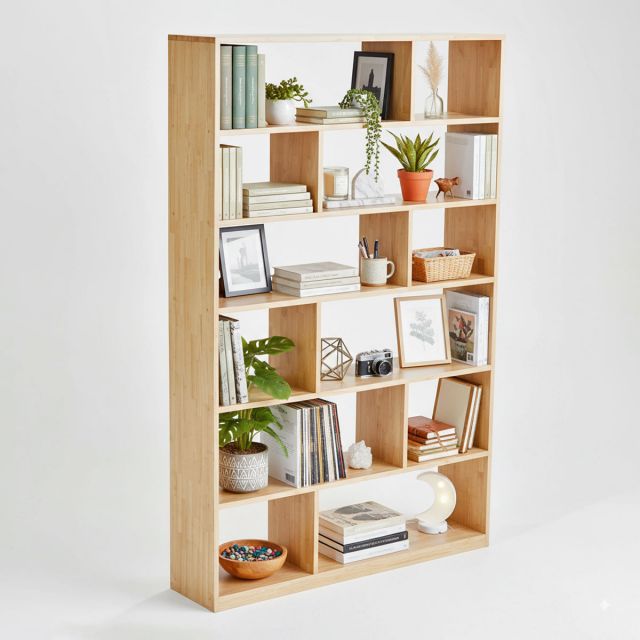 Kệ sách 120x28x185 gỗ cao su KS68332