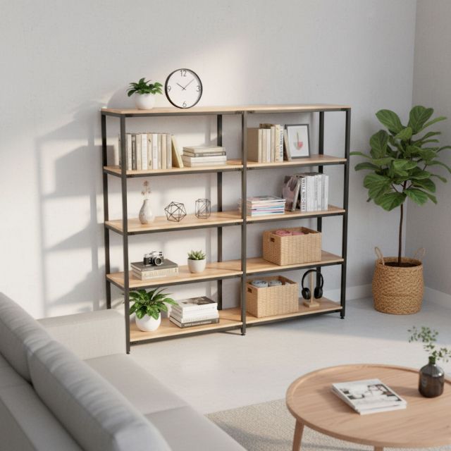 Kệ lắp ráp 5 tầng 200x40x180cm gỗ cao su KTT68029