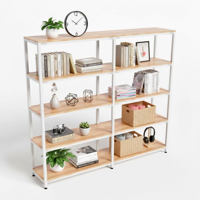 Kệ lắp ráp 5 tầng 200x40x180cm gỗ cao su KTT68029