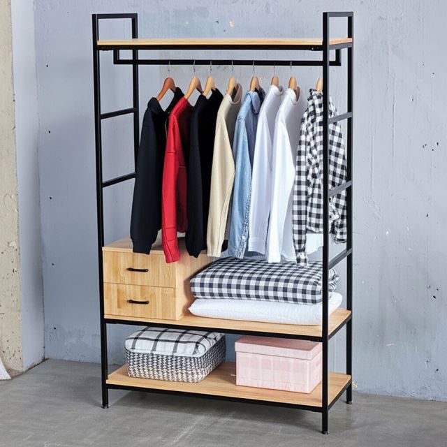 Tủ quần áo 120x50x200cm gỗ cao su KQA68063