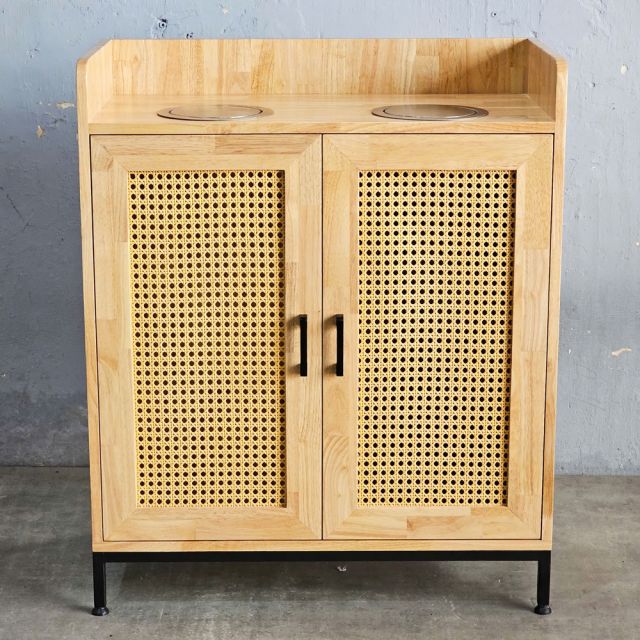 Tủ đựng rác 2 ngăn 80x40x95 gỗ cao su TDR001