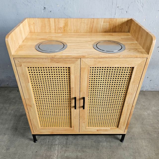 Tủ đựng rác 2 ngăn 80x40x95 gỗ cao su TDR001