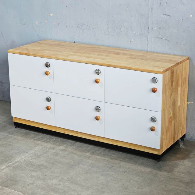 Tủ locker 6 ngăn khóa số 120x45x60cm gỗ cao su THSL009