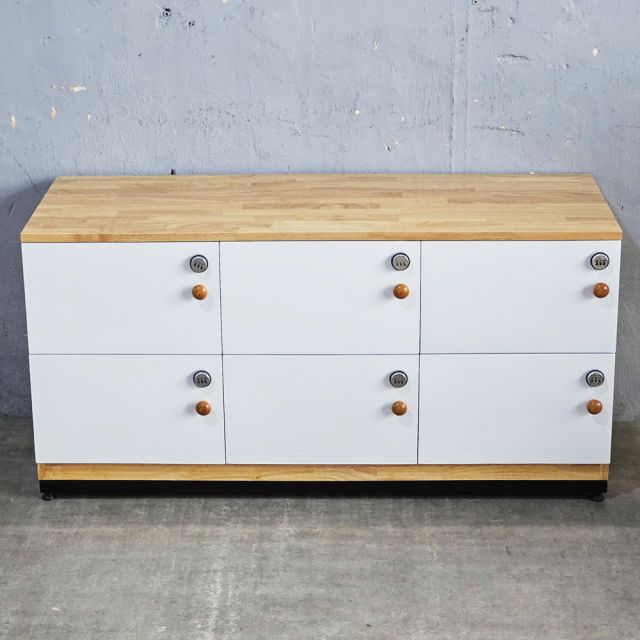 Tủ locker 6 ngăn khóa số 120x45x60cm gỗ cao su THSL009