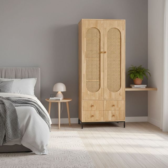 Tủ quần áo 80x50x190cm gỗ cao su TQA68063