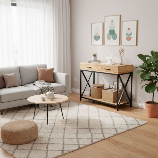 Bàn console 80x40x70cm gỗ cao su CST107 Bàn console 80x40x70cm gỗ cao su CST107