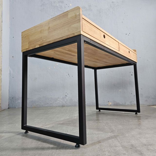 Bàn làm việc 2 ngăn kéo gỗ cao su chân sắt BD68075