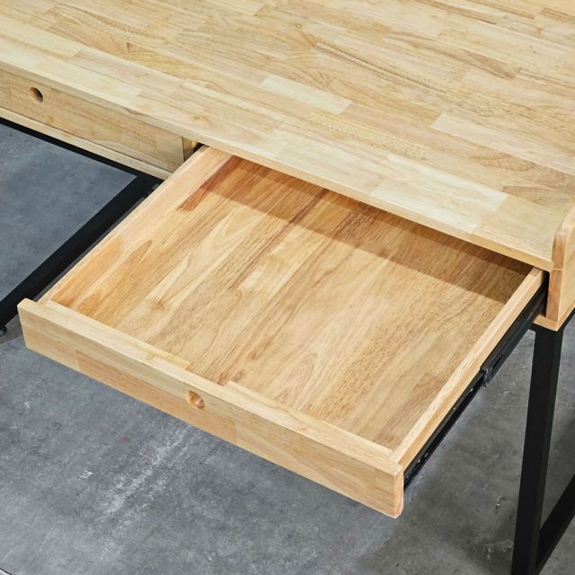Bàn làm việc 2 ngăn kéo gỗ cao su chân sắt BD68075