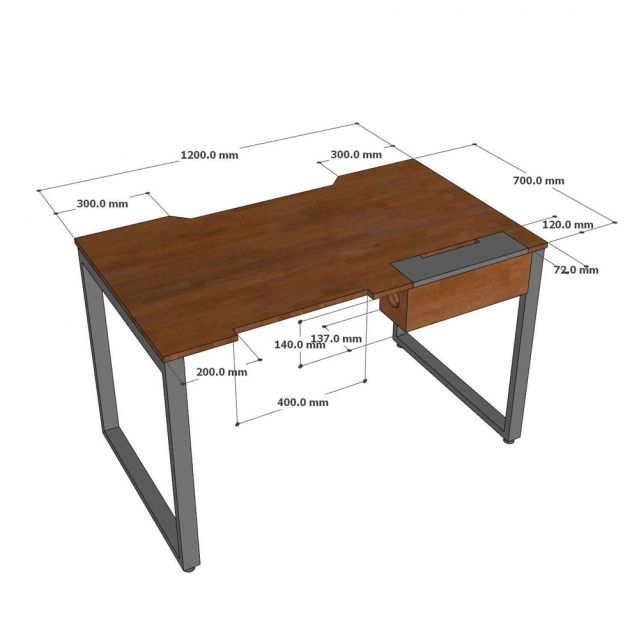 Bàn làm việc có hộp điện 120x60cm gỗ cao su ZD022