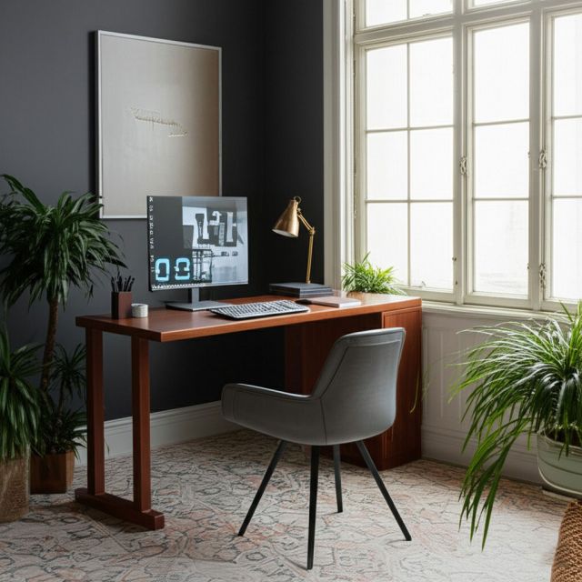 Bàn làm việc KAVET 152x60cm gỗ cao su BD68155
