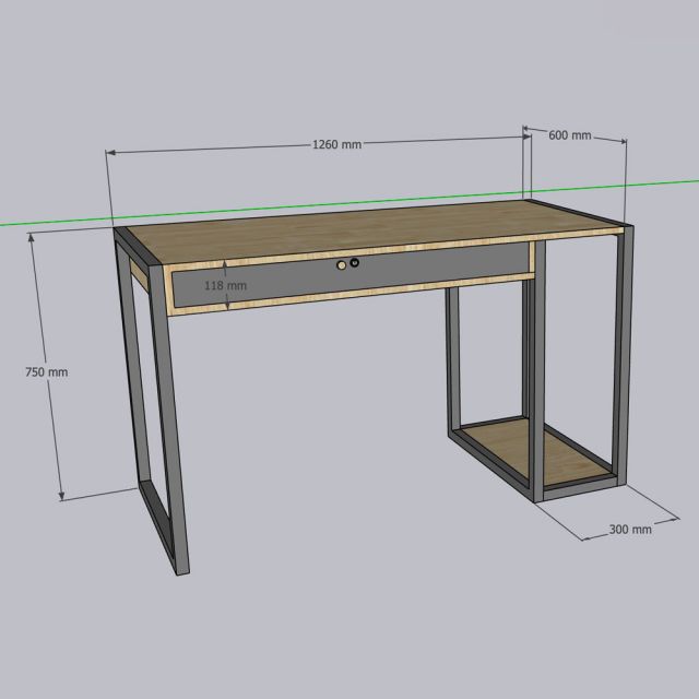Bàn máy tính 126x60cm gỗ cao su COD68062