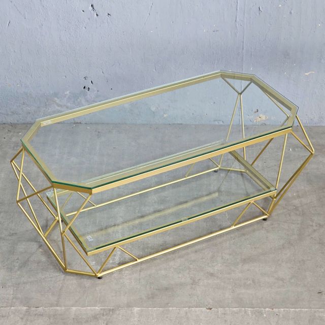 Bàn sofa kim cương 2 tầng mặt kính TT68324