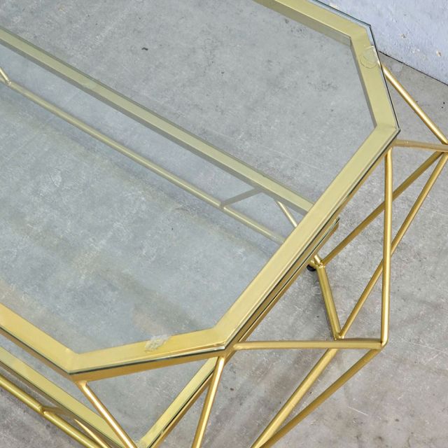 Bàn sofa kim cương 2 tầng mặt kính TT68324