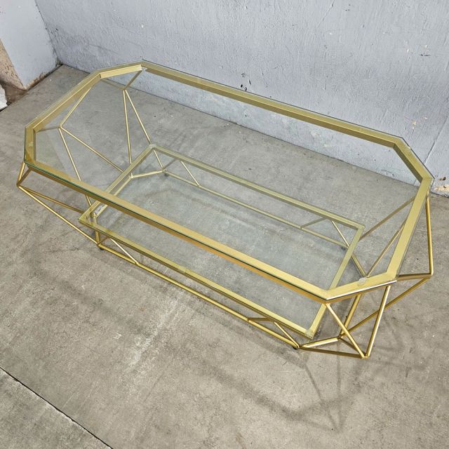 Bàn sofa kim cương 2 tầng mặt kính TT68324