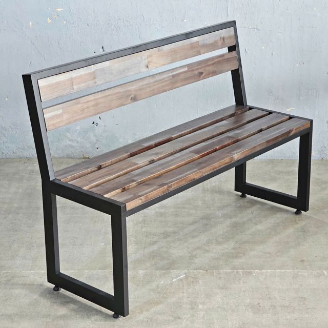 Ghế băng 1m2 có tựa lưng gỗ tràm khung sắt GBD015