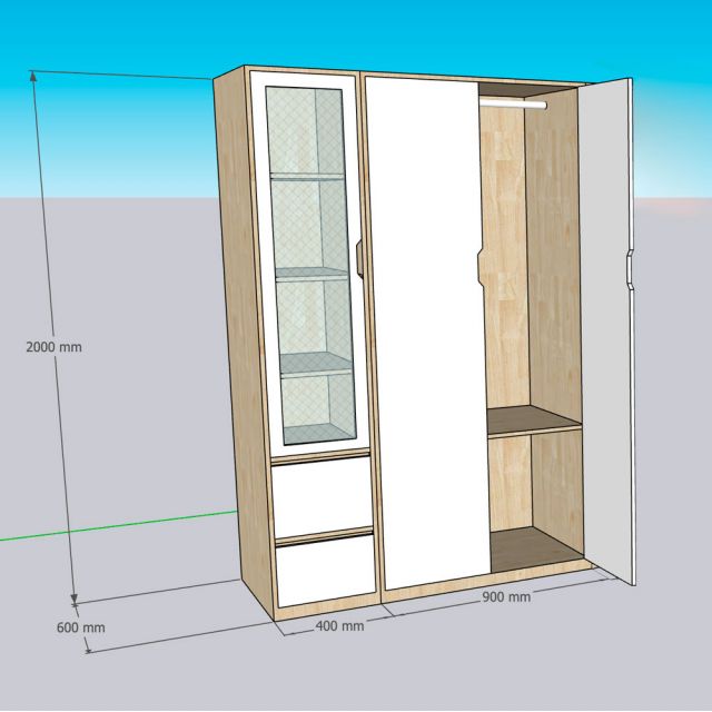 Hệ tủ quần áo gỗ cao su TQA68068