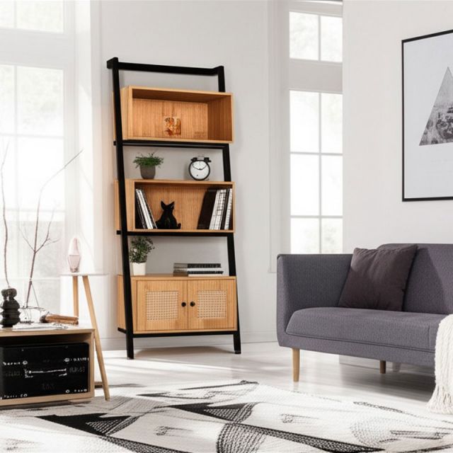 Kệ áp tường 75x40x200cm gỗ cao su KS68330