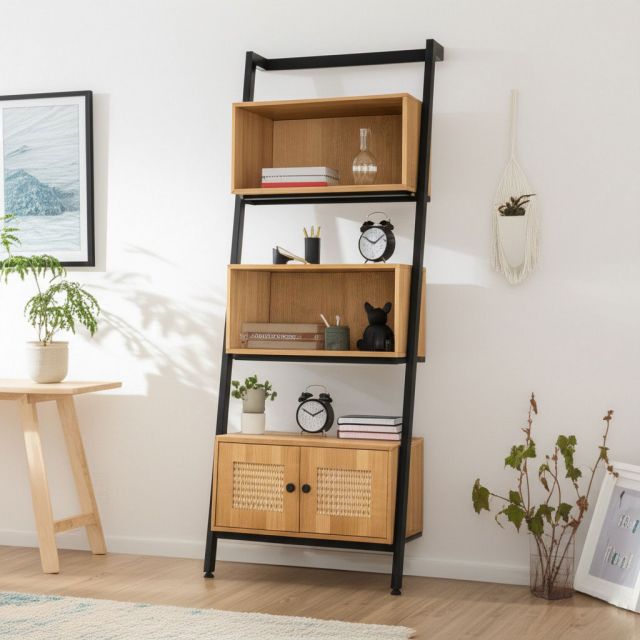 Kệ áp tường 75x40x200cm gỗ cao su KS68330