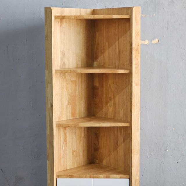 Kệ góc tường cửa kính 40x40x170cm gỗ cao su KGT68047