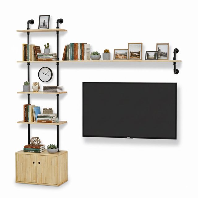 Kệ ống nước áp tường gỗ cao su PPF021 Kệ ống nước áp tường gỗ cao su PPF021