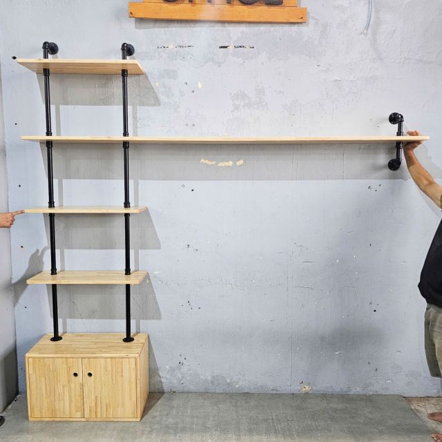 Kệ ống nước áp tường gỗ cao su PPF021