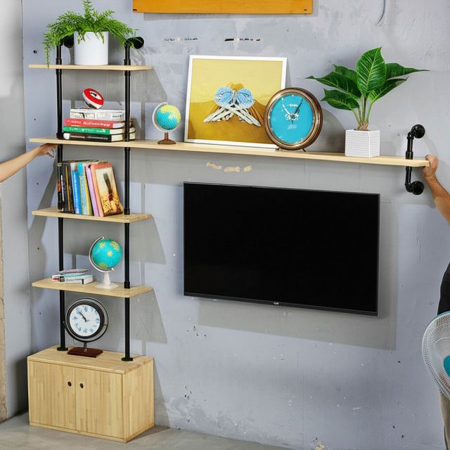 Kệ ống nước áp tường gỗ cao su PPF021