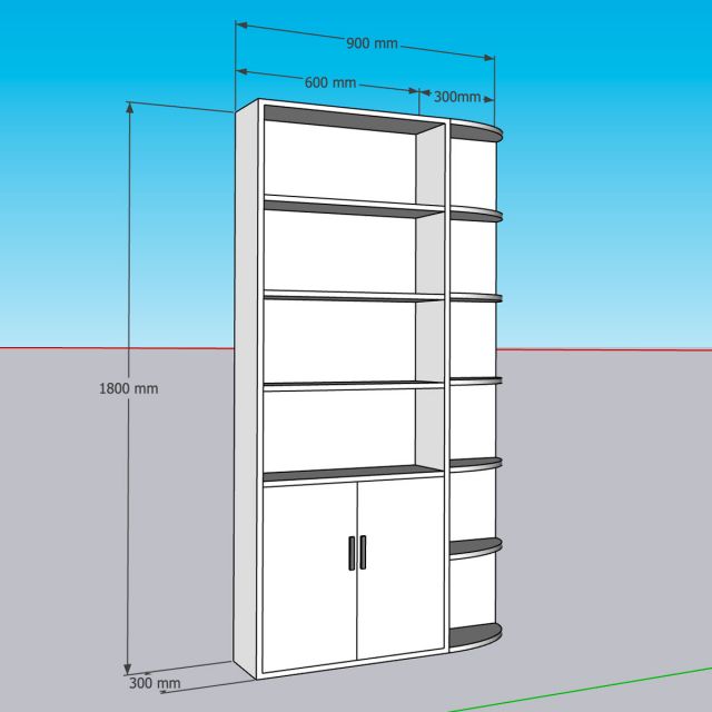 Kệ góc tường 90x30x180cm gỗ cao su KGT68043