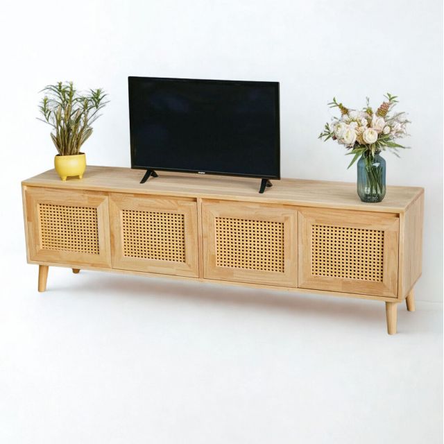 Kệ TV có hộp điện 180x40x55cm gỗ cao su KTV68120