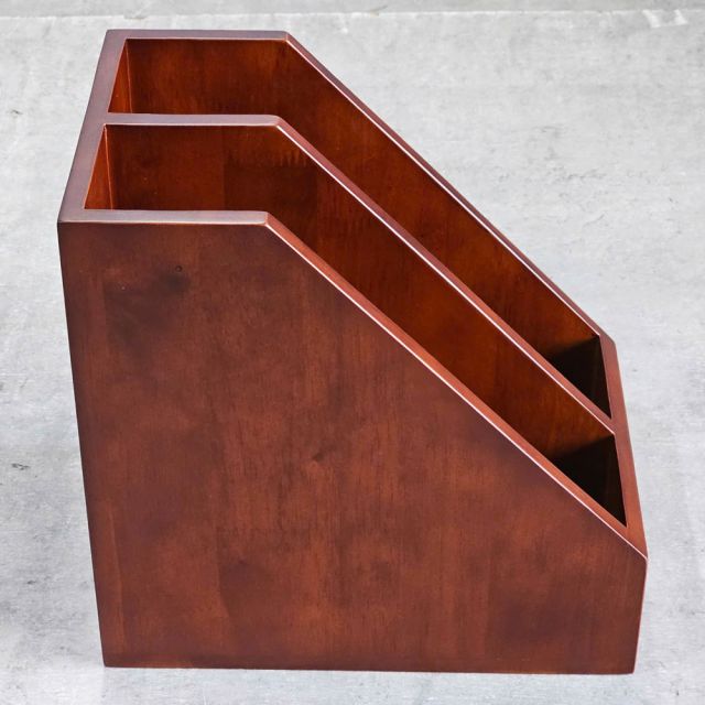 Khay đựng tài liệu 2 ngăn gỗ cao su PKVP003