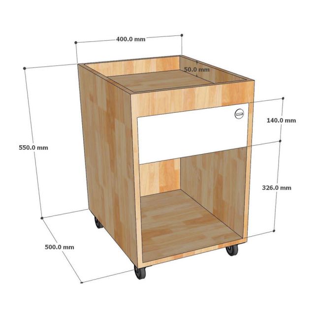 Tủ cá nhân nhỏ 1 ngăn kéo 40x50x55cm gỗ cao su TCN68066