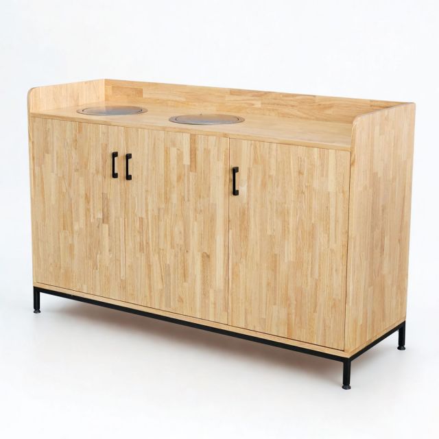 Tủ đựng rác 2 ngăn 150x50x95cm gỗ cao su TDR002
