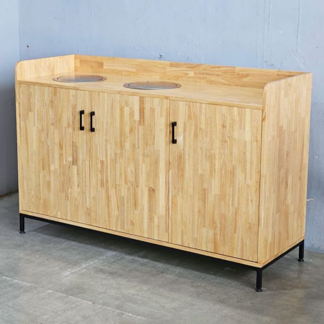 Tủ đựng rác 2 ngăn 150x50x95cm gỗ cao su TDR002