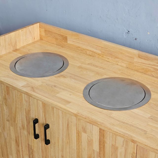 Tủ đựng rác 2 ngăn 150x50x95cm gỗ cao su TDR002