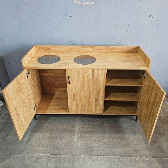 Tủ đựng rác 2 ngăn 150x50x95cm gỗ cao su TDR002
