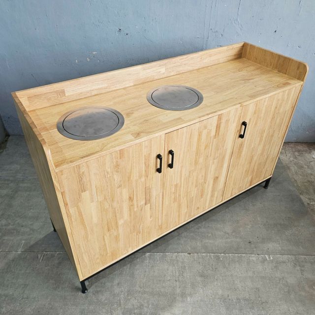 Tủ đựng rác 2 ngăn 150x50x95cm gỗ cao su TDR002