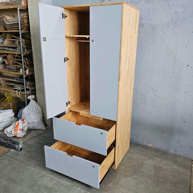 Tủ quần áo 80x55x200cm gỗ cao su TQA68066