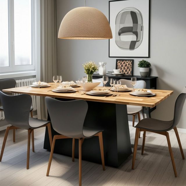 Bàn ăn chữ nhật 140x70cm gỗ tràm BA68258